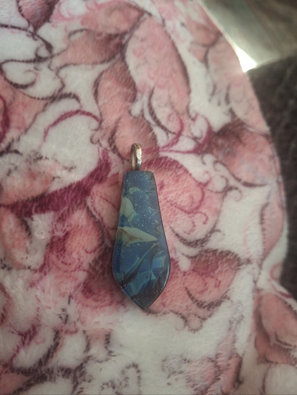 Handcrafted Blue Art Glass Teardrop Necklace Pendant